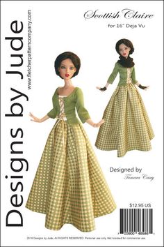 Waterfall Dress Doll Clothes Sewing Pattern for 16/" Deja Vu Tonner