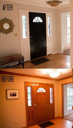 Painting Trim A Before And After In 2019 New House Projects How To Paint Fibergl Door And Oak Trim More