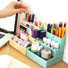 Cute Mini Cafe Easy Desk Box Pastel Storage Tidy Organizer Cosmetics Pick DIY