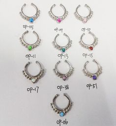 Yr Fashion Alloy Fake Septum Ring Nose Hoop Opal Non-Piercing Clicker Ring