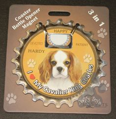 Cavalier dog coaster magnet bottle opener Bottle Ninjas magnetic tri