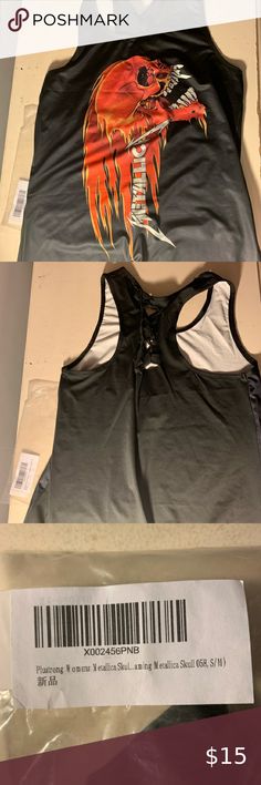 Banned Apparel Ladies Skull Rose Vest Top Loose Fit Gothic Skull Cut Out Back