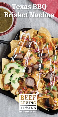 Step your nacho game up a notch with smoked Texas BBQ brisket. Jalapeno Recipes, Ethnic Recipes, Yummy Appetizers, Appetizer Snacks, Texas Bbq Brisket