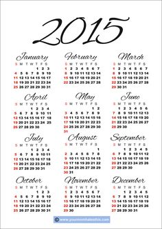 online printable calendars 2015
