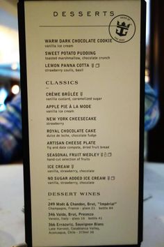 spotted: new main dining room menu on royal caribbean's oasis of spotted: new main dining room menu on royal caribbean's oasis of