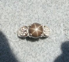 Big .925 Silver Multi Row White Sapphire Ring Taille 8.5