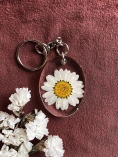In Bloom Red Daisy Keychain