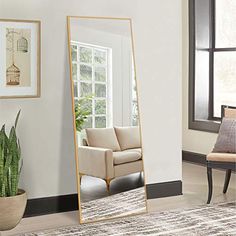 NeuType Full Length Floor Mirror Dressing Mirror with Stand Hanging Full Length Mirror 58 x 24, Natural