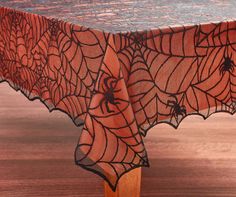 Halloween Crawly Creatures Orange Spiderweb Fabric Tablecloth Decor U PICK SIZE