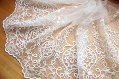 Metre 45mm White Embroidered Tulle Scallop Edge Flower Lace Ribbon Trim