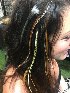 NEW Hair Feathers Extensions Clip On Black Clip 11 inches Long