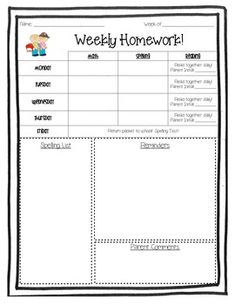 editable homework covers weekly homework sheet homework sheet and weekly homework sheet