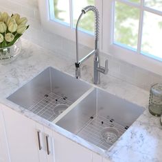 33 X 19 Double Basin Undermount Kitchen Sink With Drain Embly Kraus 33 X 19 Double Basin Undermount Kitchen Sink With Drain Embly