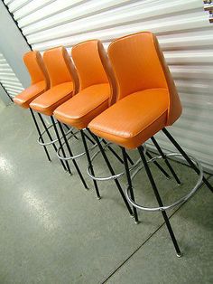 1950 S Bar Stools Vintage Products I Love Pinterest Set 4 Vintage Mid Century Modern Retro Orange Swivel Bar Stools Eames Overall Tall 29 Seat X 17 Wide 14 Deepvery Good Condition