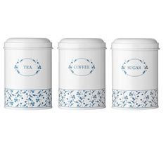 Ceramic Tea Coffee Sugar Canisters Kitchen Storage Jars Black Colour Blue Rose Tea Coffee Sugar Storage Jars Canister Elegant Style
