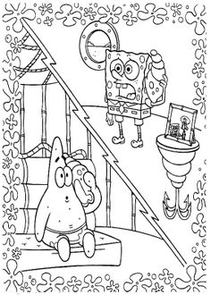 Spongebob And Patrick Talking Over The Phone Coloring Page