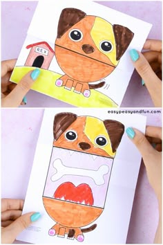 Coolest little dog craft for kids to make. Print the dog craft template, color it in and make your fun big mouth animal. This is a perfect rainy day activity that will entertain both big kids and small. Craft Projects, Projects For Kids, Crafts To Do, Paper Crafting