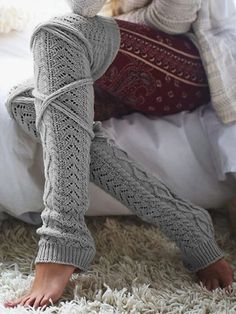 Wool Knee Pads Floor Socks Knitted Knees Warm Leg Covers,Gray Foot Indoor Home Socks