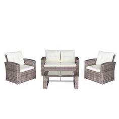 Kaiya 4 Piece Rattan Sofa Seating Group With Cushions Used Outdoor Furniture Patio Cushions Seating Groups