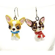 The 154 Best Earrings For Dog Images On Pinterest Cute Chihuahua Dog Lover Earrings 00020 Ceramic Pet Accessories Jewelry Handmade Art Crafts