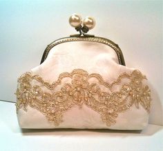 I Magnin Vintage Evening Bag with Black Satin and Gold Sequins