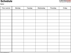 one week work schedule template
