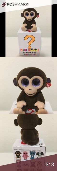TY Beanie Boos Mini Boo COCONUT the Monkey Series 1 Collectible Figure 2 inch