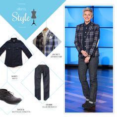 184 Best Ellen S Style Images Fler Fashion Tomboy Ellen S Look Of The Day Plaid Jacket Navy On Up Denim And Boots Degeneres Style