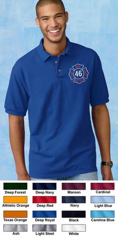 Mens Maltese Cross with Shield Embroidered Long Sleeve Polo Shirts