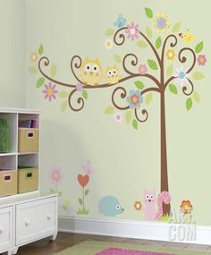 SCROLL TREE BRANCH 66 decals owl leaves flower wall stickers nursery scrapbook