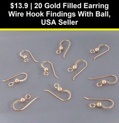 14K Gold Filled French Hook W//Ball Earring Wire