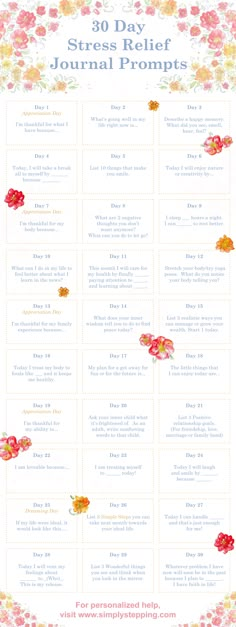 If you enjoy writing and are looking for stress relief, use the 30 Day Stress Relief Journal Prompts. Uplift your spirit and track your journey. Journal Writing, Journal Prompts, Writing Prompts, Gratitude Prompts, Daily Journal, Journal Entries, Gratitude Journal, Diary Prompts, Journal Topics