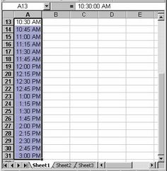 creating a class schedule using excel