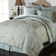 7 Piece Comforter Set Draped Faux Silk Dupioni Oversized//Overfilled King Size