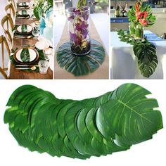 Green Hula Leaf Skirt 4 Pc Lei Set Pineapple Glasses Hawaiian Beach Party Lot