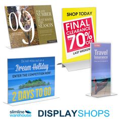 Acrylic A6 Angle Landscape Sign Holder Counter//Free Standing Retail//Shop//Museum