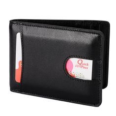 Black RunTo Women Slim Bifold Leather Rfid Card Coin Clutch Bag Large Capacity Zipper Buckle Wallets