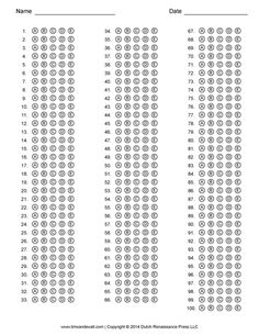 100 Question Answer Sheet Multiple Choice Bubbles Tim S Bubble Sheet Template