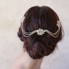 1Pc Bridal Gold Leaf Branch Perle Pince à Cheveux Épingle à Cheveux Diadème Bandeau Bijoux De Cheveux
