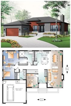 House Layout Plans, Small Modern House Plans, Contemporary House Plans, Family House Plans, Modern Style House Plans, House Layouts, Modern House Plans