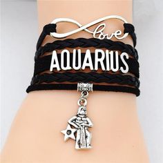 fishhook 12 Constellations Virgo Sign Wristband Leather Bracelet for Man and Women