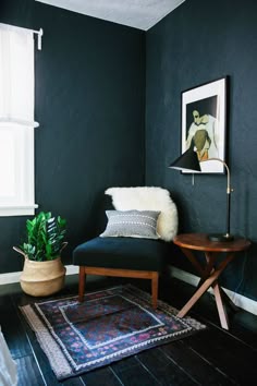 Blue Walls Living Room shop the trend: how to get the dark, moody botanical look in 3 Blue Walls Living Room shop the trend: how to get the dark, moody botanical look in 3