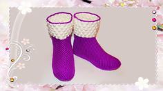 Мастер класс по вязанию теплых тапочек сапожек крючком. DIY Slipper boot...