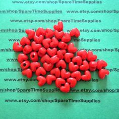 Darice Opaque Red Heart Pony Beads 11mm Acrylic 65 pieces
