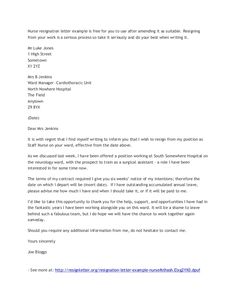 letters of resignation nursing
