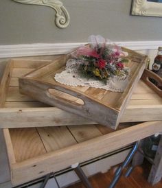 Ottoman Tray 30 Inch Extra Large Monogram Serving Beach House Serving Trays Three Nesting Toghether Made Of Reclaimed Wood Eco Friendly
