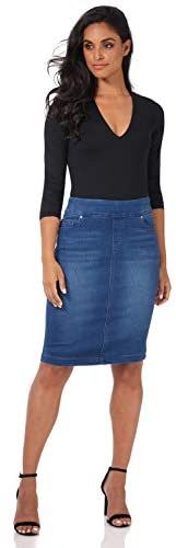 Rekucci Jeans Womens Ease into Comfort Pull-On Stretch Denim Skirt