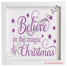 IKEA RIBBA Box Frame Personalised Vinyl Wall Art Quote Christmas Santa Believe