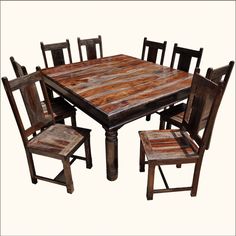Richmond Rustic Solid Wood Large Square Dining Room Table Chair Set Richmond Rustic Solid Wood Large Square Dining Room Table Chair Set