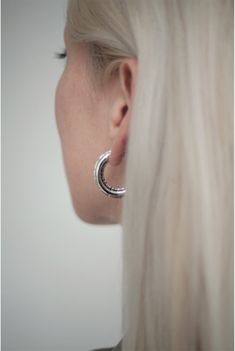Diamond Sterling Silver Wave Hoop Earrings With Small Diamond Accents Ocean Like Wave Hoops Vintage 1990/'s Silver Hoops For Pierced Ears